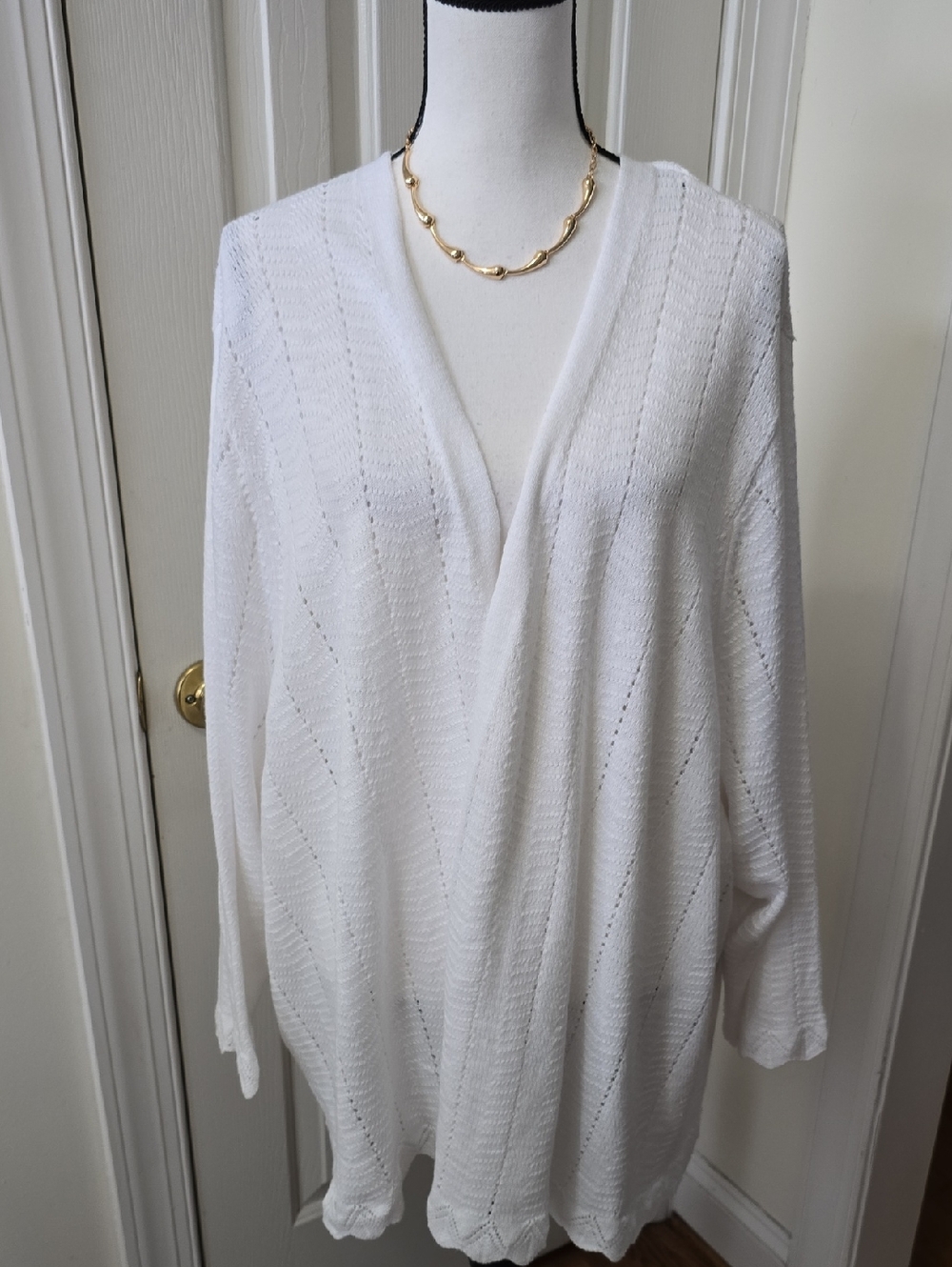 CROFT AND BARROW BRAND WOMEN'S PLUS SIZE WHITE OPEN CARDIGAN SWEATER SIZE 5X